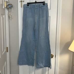 Light Blue Wide-Leg Women's Pants